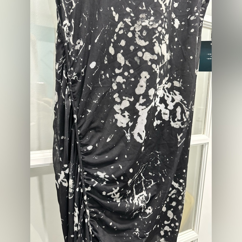 Code x Mode NWT Abstract Ruched Mesh Midi Dress | Size M - Picture 5 of 7